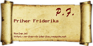 Priher Friderika névjegykártya